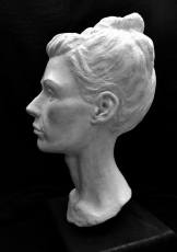 Naomi Bunker Life size portrait sculpture -'Eva' Plaster www.naomibunkerartist.co.uk https://www.facebook.com/Naomi-Bunker-475066142623485/